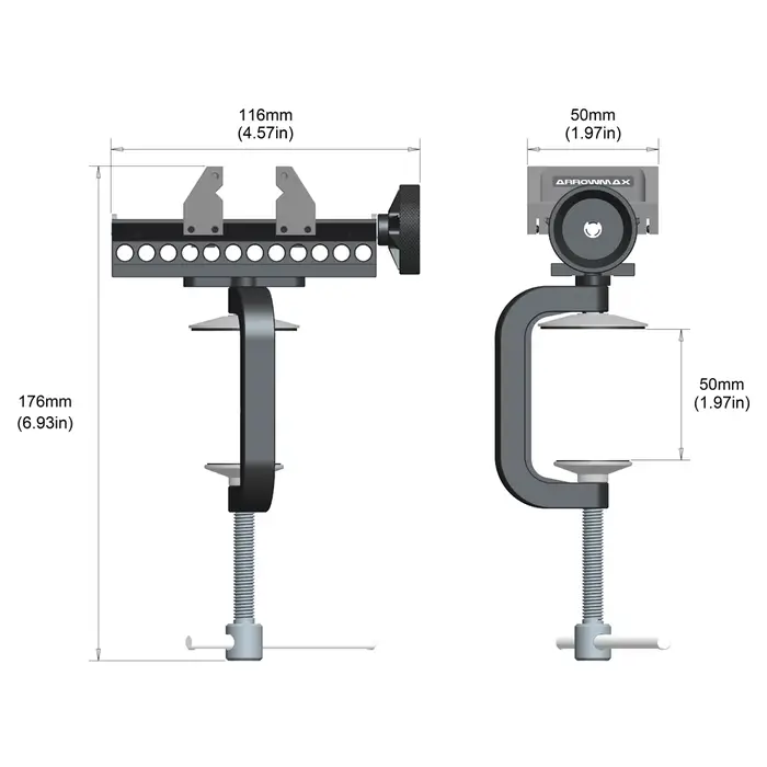 Étau de banc double extrémité ARROWMAX avec support fixe pour perceuses – Série Mini