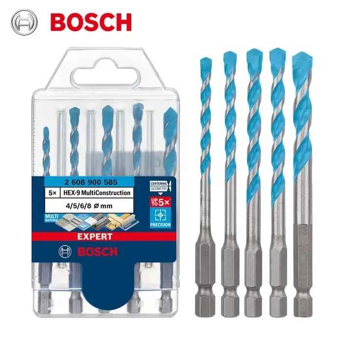 Bosch 2608900585   Perceuse à torsion hexagonale 4/5/6/6/8mm, 5 pièces, pour carrelage, bois/verre/c