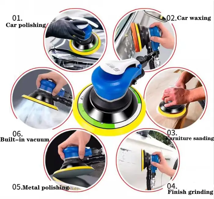 SI FANG 5/6 pouces ponceuse à air orbitale aléatoire outil DA sous vide avec papier de verre pour soins de peinture de carrosserie automobile élimination de la rouille et épilation
