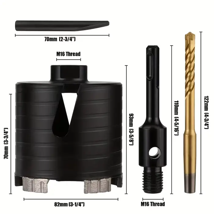 Scie cloche diamantée sèche PTA avec adaptateur SDS Plus pour mur en briques