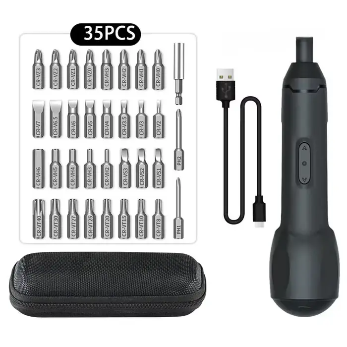 Kit de tournevis électrique sans fil Xiaomi – Rechargeable 3.6V Auto/Manuel double Mode avec 12 embouts pour l'électronique de précision/Auto R