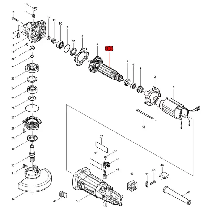 Remplacement du Rotor d'armature 220v pour Makita GA4530 GA4030 GA4034 GA4534 GA 4530 4030 4034