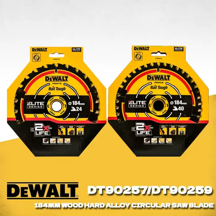 Lame de scie circulaire DEWALT DT90257 DT90259 184 mm 24T Extreme 2X Life, lame de scie à pointe en carbure pour la coupe du bois