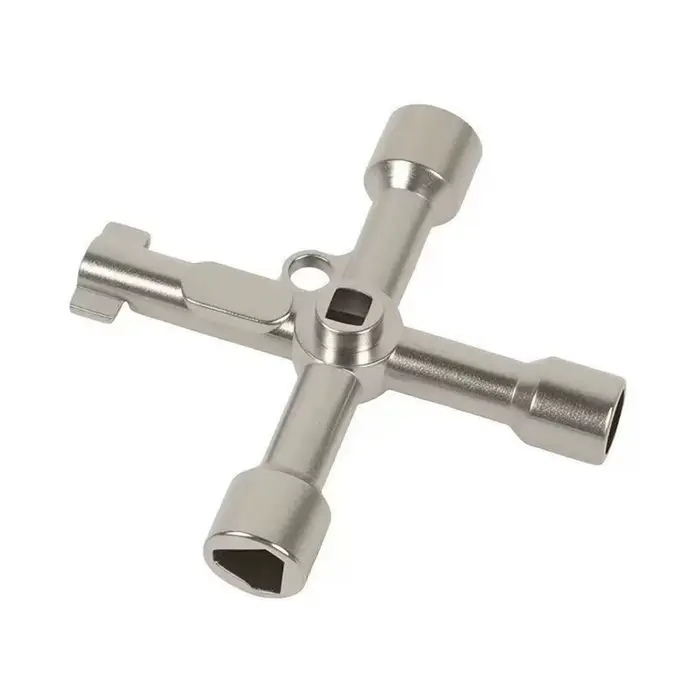 Clé multifonction pour robinet d'eau avec clé cruciforme et clé triangulaire interne pour armoire électrique