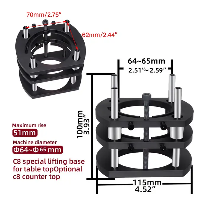 Tige de Support en alliage d'aluminium et acier inoxydable