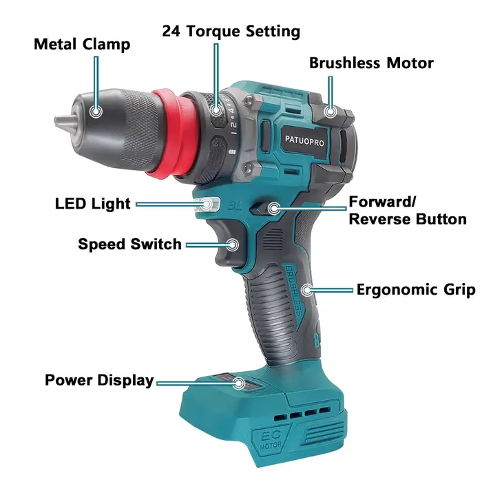 Perceuse électrique sans fil 2 en 1, couple 24, tournevis sans fil, pilote aste, outils électriques portables pour Makita, batterie 18V