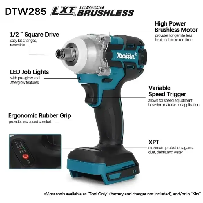 Makita DTW285 18V tournevis électrique sans brosse 280N.m 1/2 "prise perceuse-visseuse Rechargeable