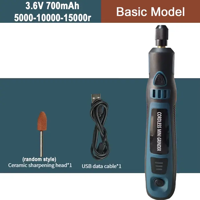 Perceuse électrique sans fil, micro-outil rotatif, 3,6 V, 5000-10000-15000 tr/min, mini-meuleuse san