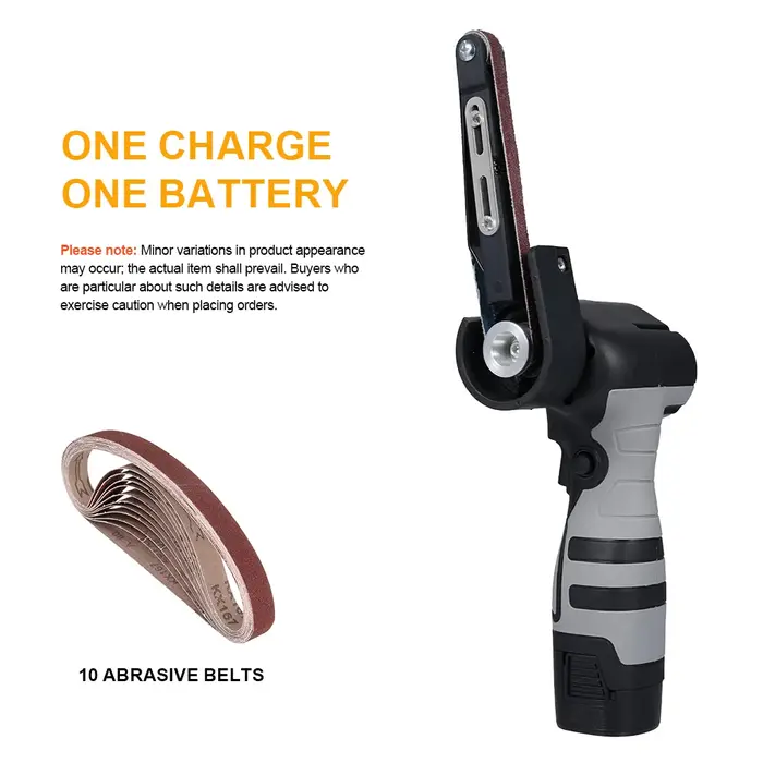 Ponceuse à bande sans fil 180 ° Machine de polissage portable avec tête de meulage réglable, 6500