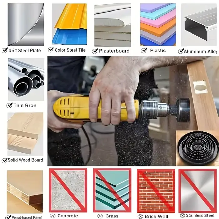 Kit de 6 scies cloches en acier au carbone durable pour perceuse électrique