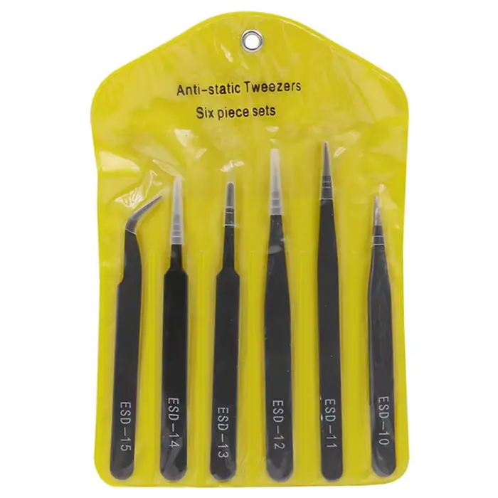 Ensemble de pincettes antistatiques en acier inoxydable, ensemble d'outils de réparation, ensemble d