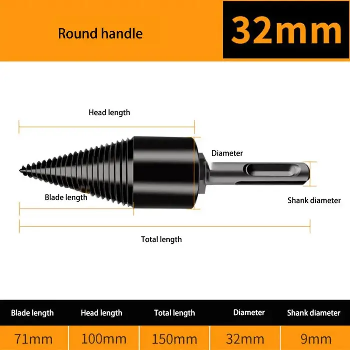 【LM】Foret de découpe à manche interchangeable noir de 32 mm pour perceuse électrique