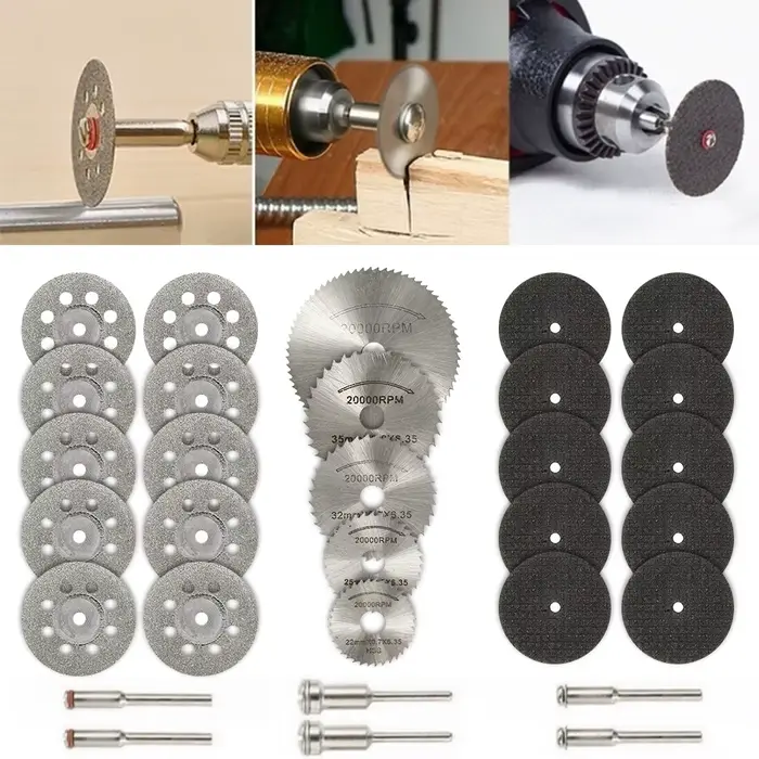 Jeu de Mini lames de scie circulaire, meule de ponçage, disque de coupe pour accessoires Dremel, out