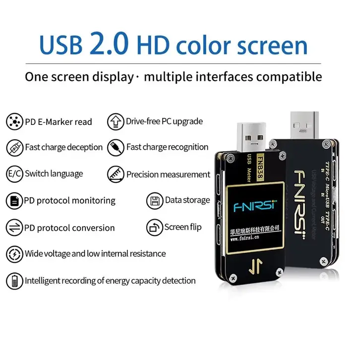 FNIRSI FNB38 compteur de courant et de tension testeur USB QC4 + PD3.0 2.0 PPS Test de capacité du protocole de charge rapide