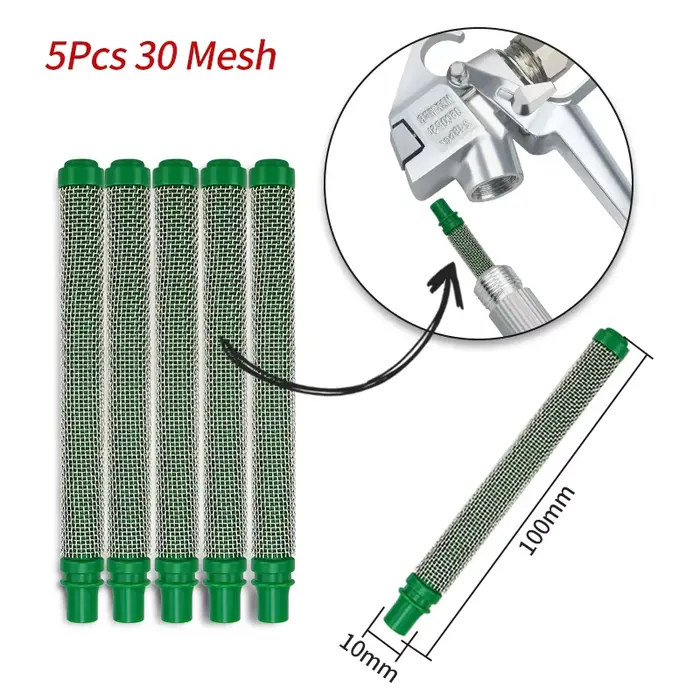 Lot de 5 filtres pour pistolet de peinture airless, mailles 30-200, réduit le colmatage de la buse, 