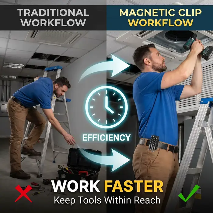 Clip magnétique robuste pour ceinture porte-outils
