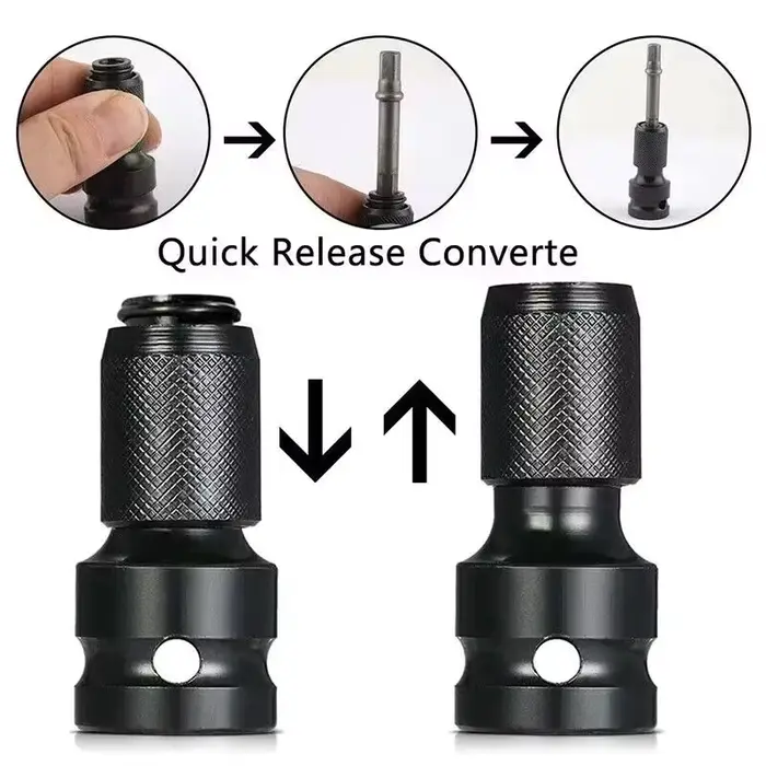Adaptateur de mandrin de perceuse, adaptateur de douille hexagonale, entraînement 1/2" vers embouts de perçage à percussion 1/4", adaptateur de charge rapide pour outils électriques