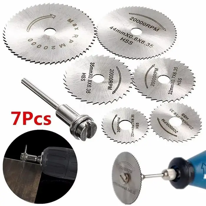 Perceuse 6 pièces 1/8 "tige haute vitesse en acier Mini lames de scie avec mandrins pour outil rotat