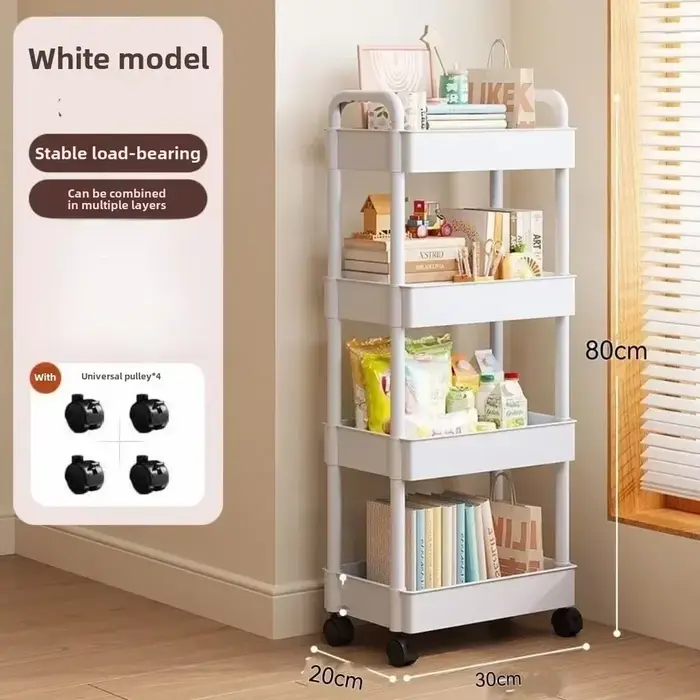 Chariot de rangement à étagères ouvertes, organisateur multifonctionnel, présentoir de livres, décor