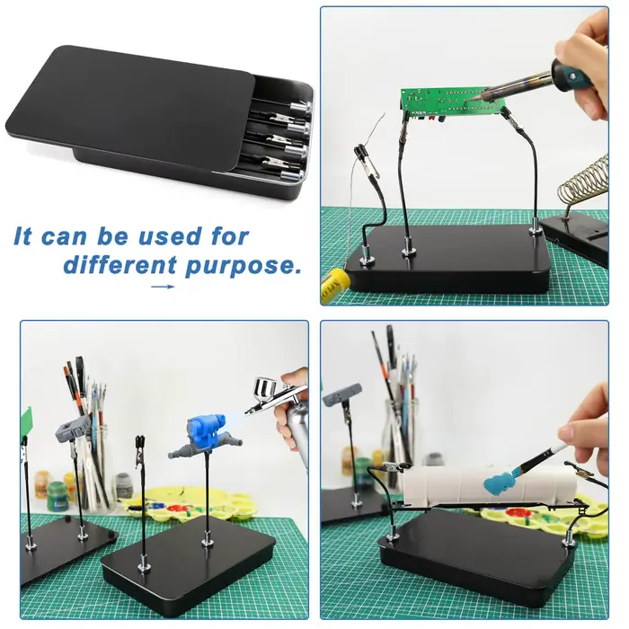 Outil de soudure à base magnétique Rafford - 360 ° Support de PCB à bras flexibles avec pinces crocodiles pour la