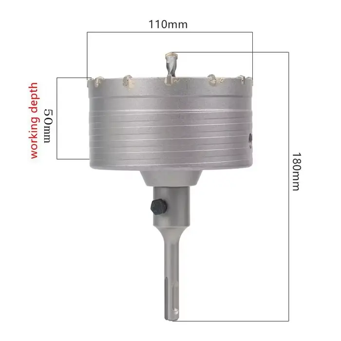 HEDA 110mm béton carbure alliage noyau scie cloche SDS PLUS électrique foret creux climatisation tuyau ciment pierre