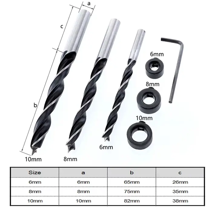 Gabarit de trous de poche pour menuiserie, manchon de perçage de 6/8/10mm ou traçage à centrage auto