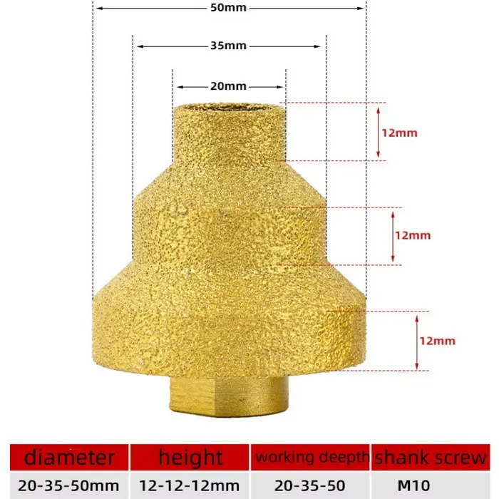 M10 diamant chanfrein routeur Bits trou scie fraisage carrelage coupe marbre béton alésoir maçonneri