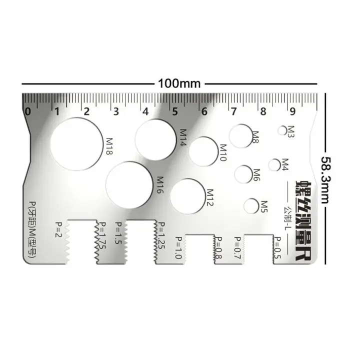Règle de mesure de vis de vérificateur de filetage M3-M18