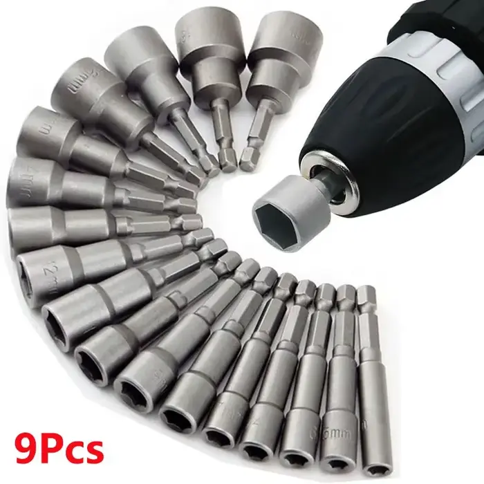 9 pièces/ensemble 5mm-13mm douilles hexagonales manchon buses écrou tournevis ensemble Schroevendraa