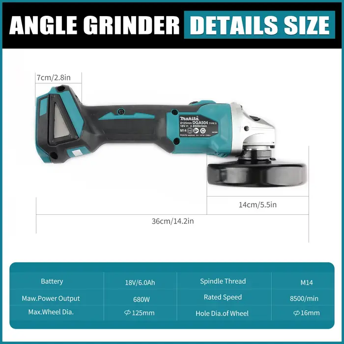 Nouvelle meuleuse d'angle électrique sans fil Makita DGA404 18V 125mm