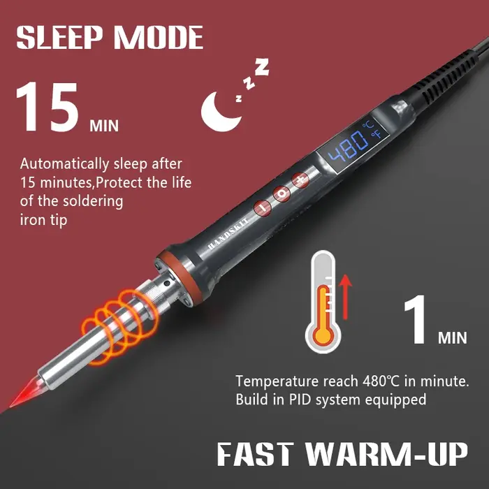 Fer à souder électrique 100W, réglage numérique de la température, sommeil automatique, chauffage in
