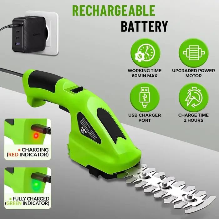 Taille-haie électrique sans fil 2 en 1
