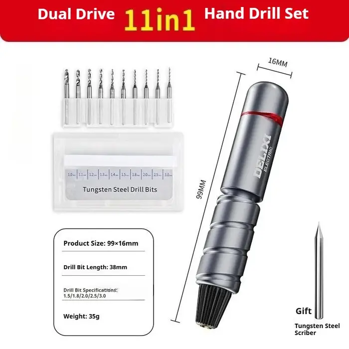 DELIXI Mini perceuse manuelle semi-automatique, outil de bricolage pour le travail du bois, machine 