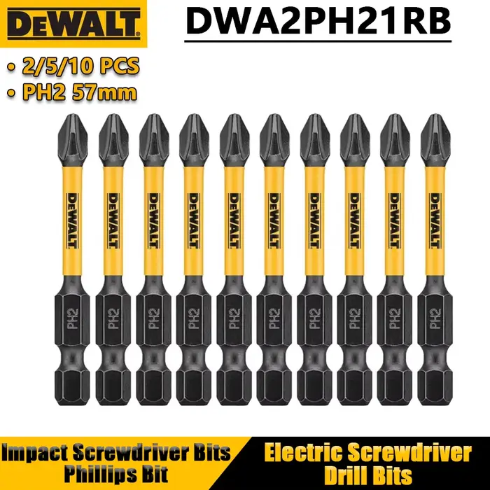 DEWALT 2/5/10 pièces PH2 57mm embouts de tournevis à percussion embout Phillips