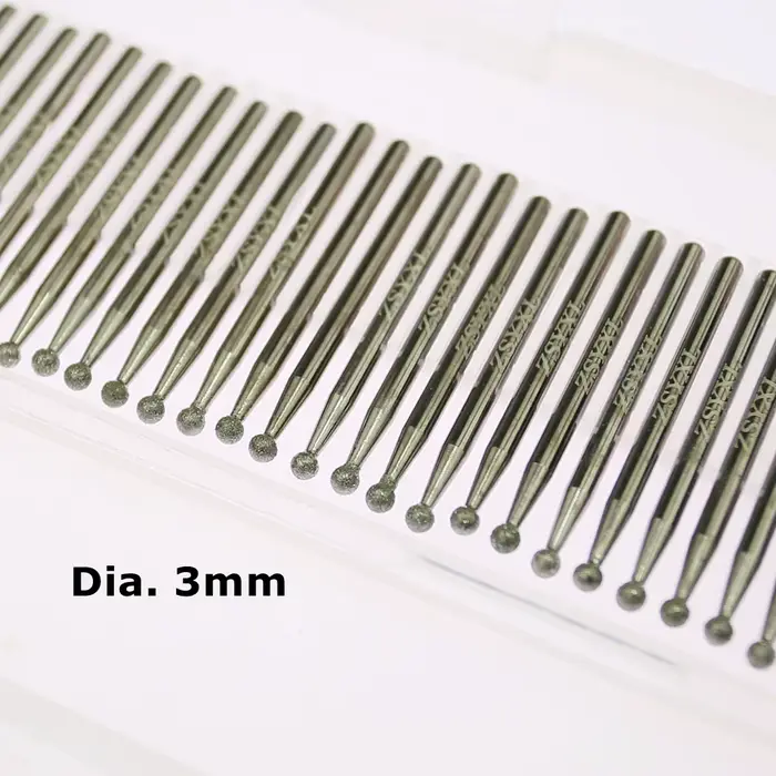 30 pièces/boîte Dia. Outils rotatifs de forage de tête de meulage de pointe montée en forme de boule de 2-4mm