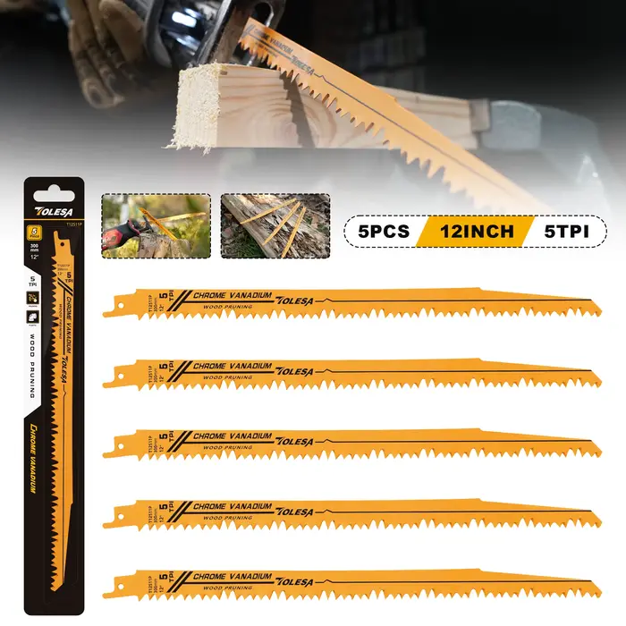 TOLESA 5 pièces lames de scie alternative pour l'élagage du bois 5 lames de scie TPI Construction du