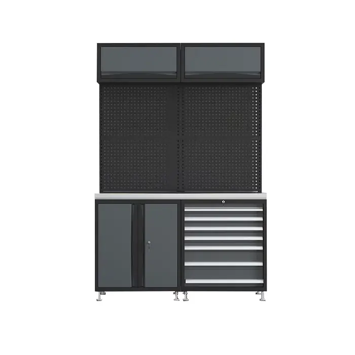 Établi de garage avec armoire de rangement d'outils pour atelier