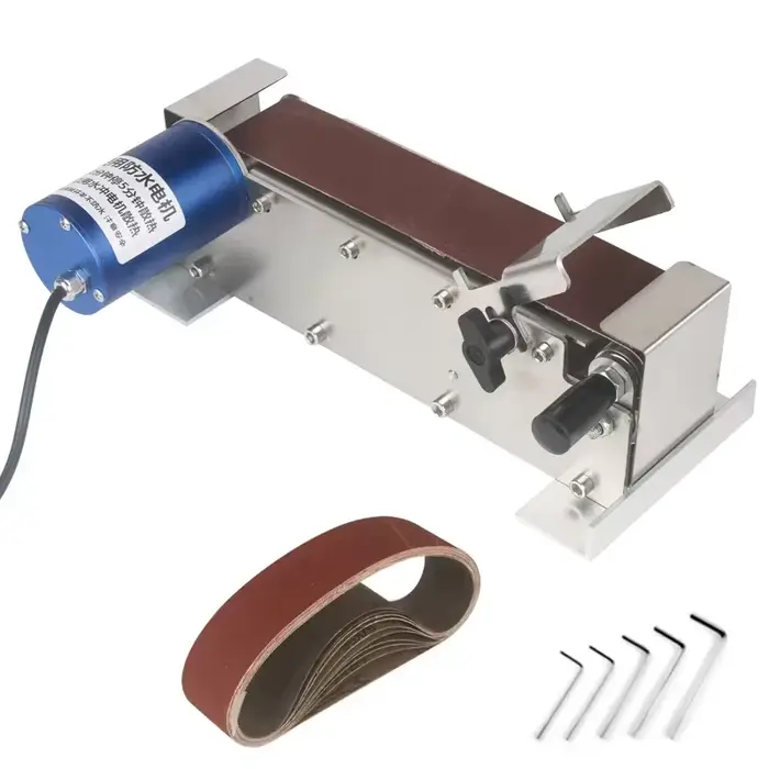 Mini ponceuse à bande électrique – Affûteuse de couteaux de table pour affûter des couteaux, des ciseaux et des lames (utilisation à la maison et à l'atelier)