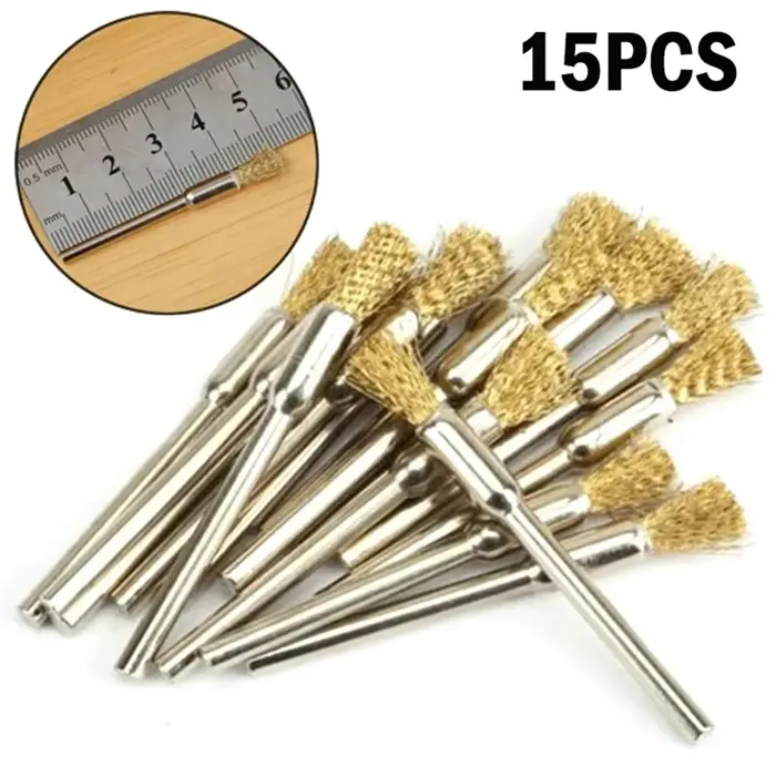 15 pièces de mini-brosses en fil de cuivre pour outils rotatifs