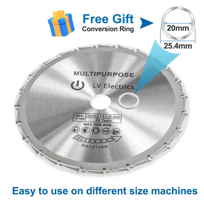 HAMPTON Lame de Scie Circulaire Diamètre 210mm Dents 24T 48T 60T 80T Bois Disque De Coupe Carbure Pointe TCT