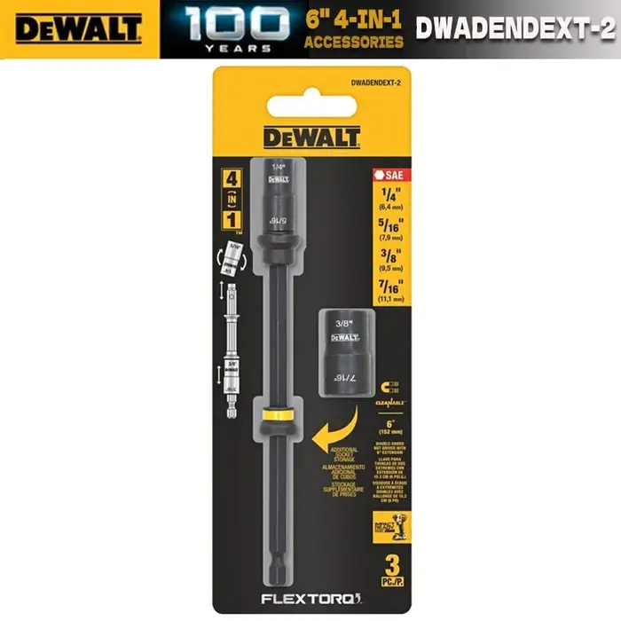DEWALT FLEXTORQ 6 ''4 en 1 pilotes à écrou à DOUBLE extrémité foret à percussion accessoires pour outils électriques DWADENDEXT-2