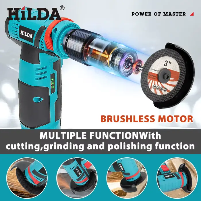 HILDA 125mm meuleuse d'angle sans brosse et brossée rectifieuse sans fil coupe 12V