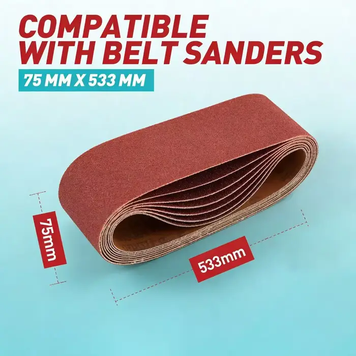 Bandes abrasives 75*533mm en oxyde d'aluminium pour ponceuses à bande