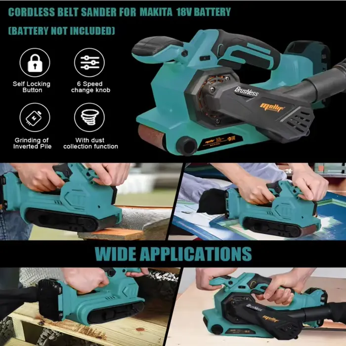 Ponceuse à bande sans fil Mellif pour batterie MAKITA 18V (outil uniquement)