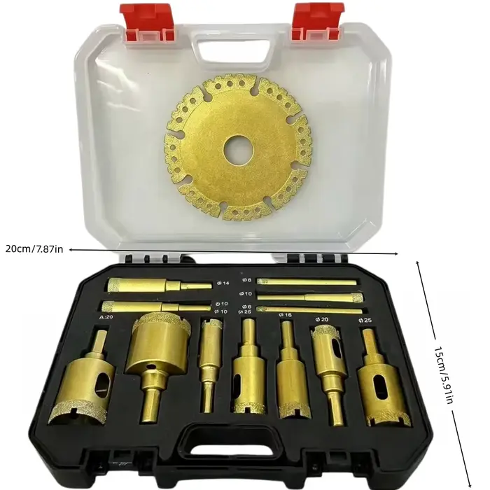 Kit de 13 scies cloches diamantées pour perçage à sec et humide
