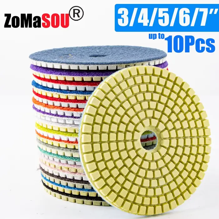 Tampons de polissage diamant 3/4/5/6/7 pouces, disque de polissage sec/humide abrasif pour perceuse,