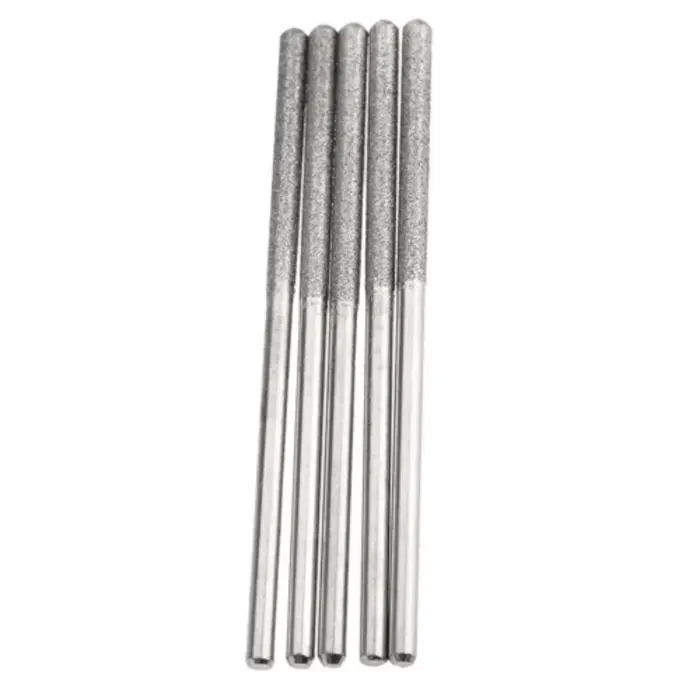 Têtes de meuleuse revêtues de diamant, perceuse 5x3mm, tige cylindrique à tête plate, bavures allong