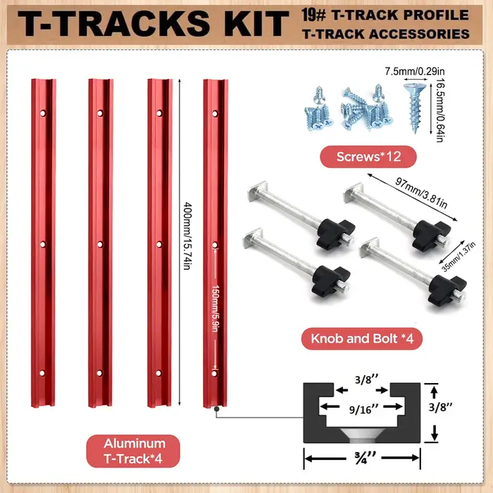 Travail du bois 19 # Kit et accessoires de rail en T