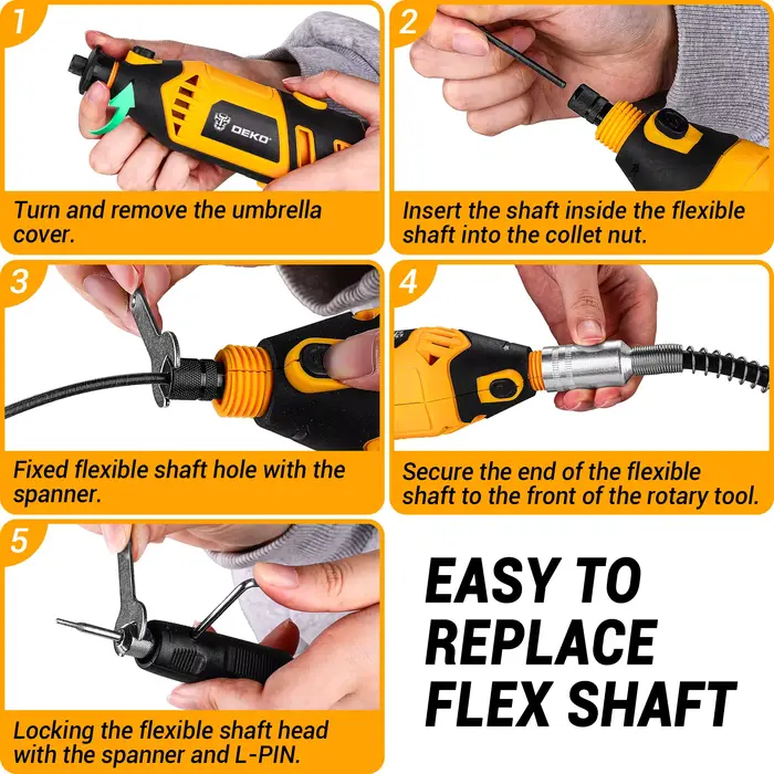 DEKO Kit d'outils rotatifs outils rotatifs manuels électriques Mini pour bois/métal, meuleuse électr