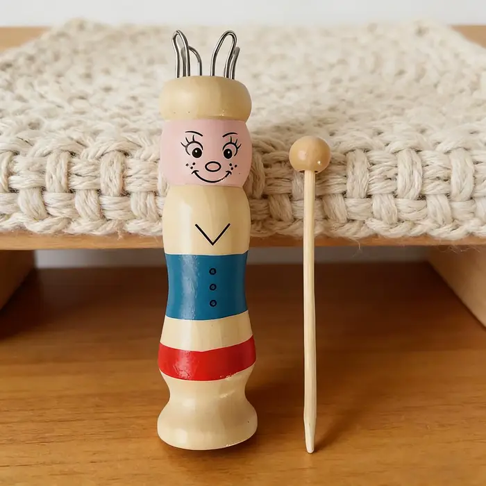 Outils de tressage en bois au design de poupée mignonne pour la création de bracelets